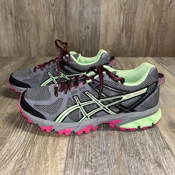 ASICS Gel-Sonoma Gray Pink Green Womens US Size 6 Running Sneaker Shoes T4F7N - Picture 5 of 11